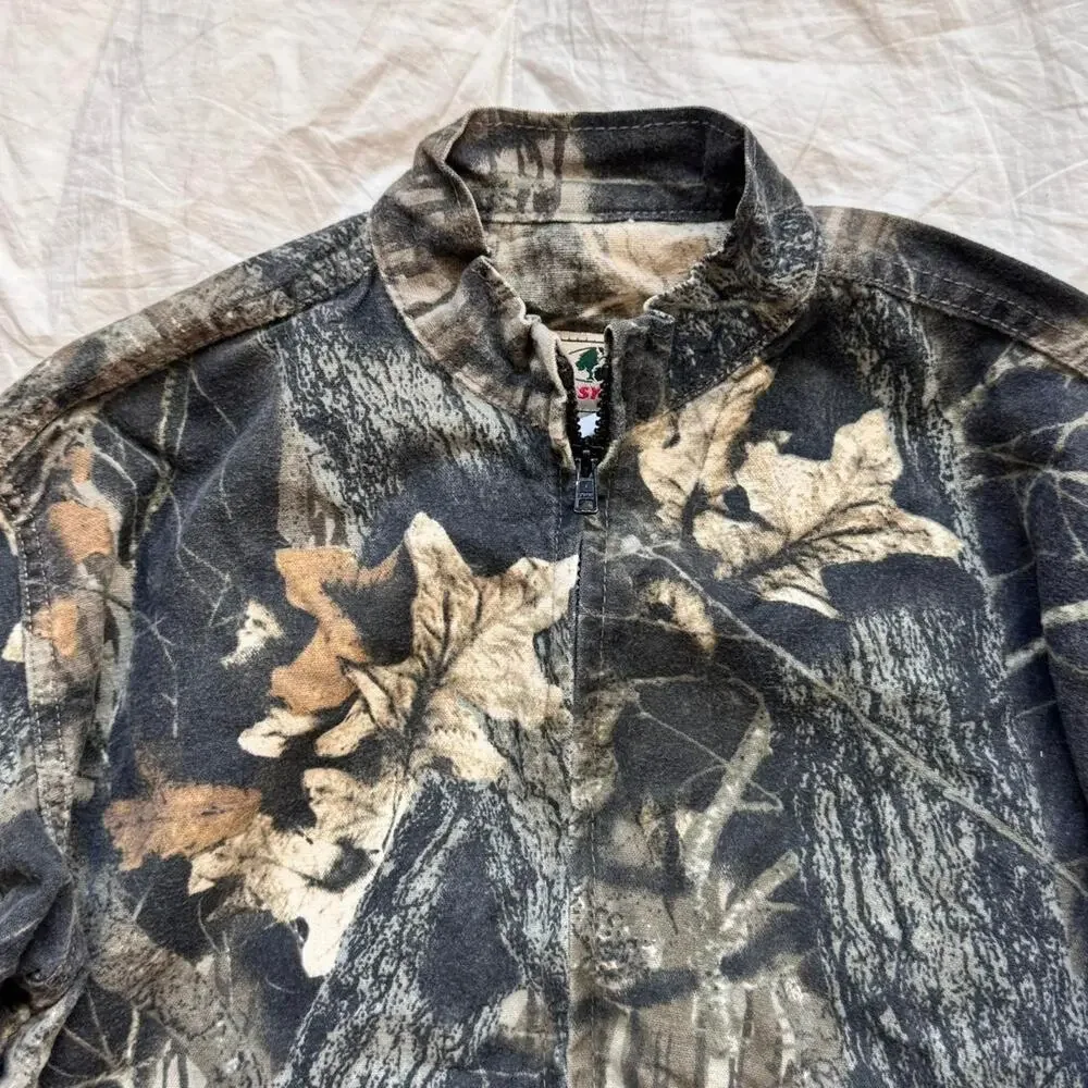 Mossy oak Camo bomber jacket youth large cargo‎ pockets cotton gorpcore hunting
